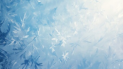 Poster - Abstract frosty pattern of ice crystals on a blue background