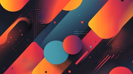 Aufkleber - abstract 3d geometric shapes with vibrant colors