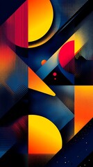 Aufkleber - abstract 3d geometric shapes with vibrant colors
