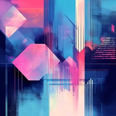 Poster - Gradient Digital Background with Geometric Shapes