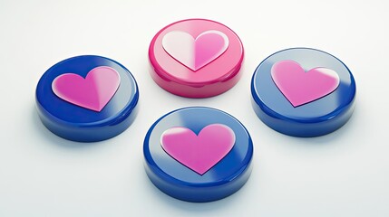 Poster - Colorful Heart Love Icons in Circular Shapes on a Light Background Generative AI