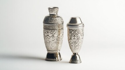 Poster - Elegant Cocktail Shakers Displayed on a Minimalistic Surface Generative AI