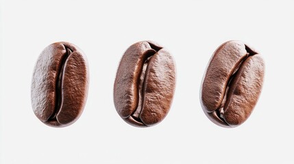 Poster - Flying Coffee Beans Suspended in Mid-Air Over a White Background Generative AI