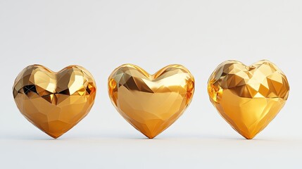 Poster - stylish golden heart icons for decorative or playful design elements generative ai