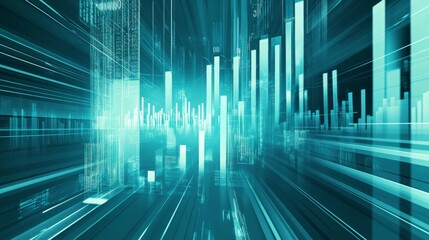 Leinwandbilder - Dynamic Data Visualization in Blue and Green Tones