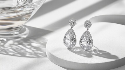Aufkleber - Elegant Diamond Earrings on a Minimalist Surface