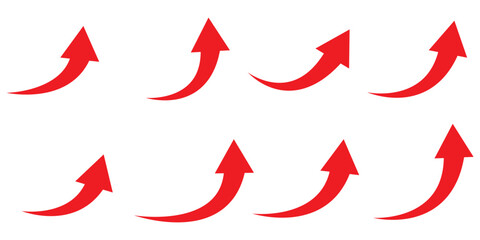 Wall Mural - arrow up icons. set of curve rise increase arrows. growth pictogram isolated. vector illustration.