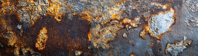 Wall Mural - Close-up Texture of Oxidized Metal with Patches of Rust and Flaking Paint