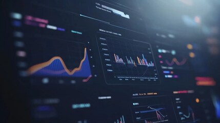 Fototapete - Modern Data Visualization and Analysis Interface