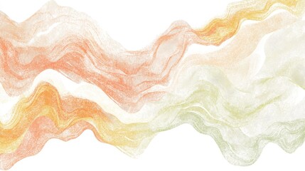 Poster - Abstract Wavy Pattern in Soft Orange and Green Tones