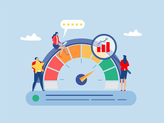 Wall Mural - benchmark performance or kpi key performance indicator growth or kpi measurement result, businessman