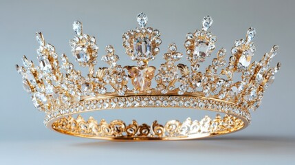 Royal crown in studio lighting, luxuriously detailed with jewels and metallic accents