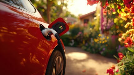 The Car Charging in Garden