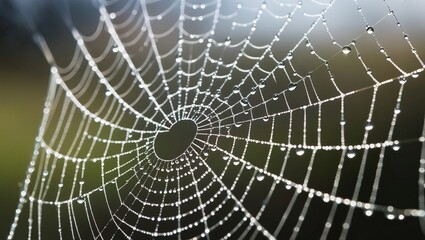 Morning Dew Drops on Spider Web