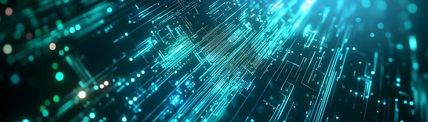 Poster - Abstract Digital Network with Glowing Blue Lines and Circular Lights