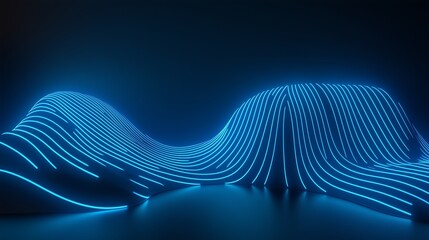 Poster - illuminated blue wave patterns create a mesmerizing visual effect in a dark environment, captivating