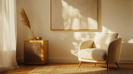 Wall Mural - Sunlit Living Room with Minimalist Furniture