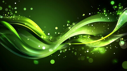 Poster - Flowing green abstract shapes with soft lights in a modern design backdrop