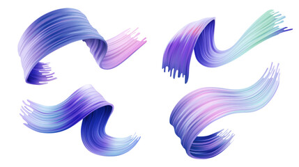 Poster - flowing 3d brushstrokes with blue and purple gradient colors. ribbon shapes with smooth transitions 