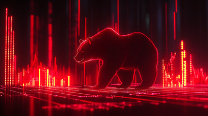 Poster - Bear Symbol in Financial Landscape