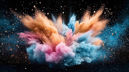 Poster - a burst of colorful, radiant energy emanating from a central point, symbolizing power, creation, and