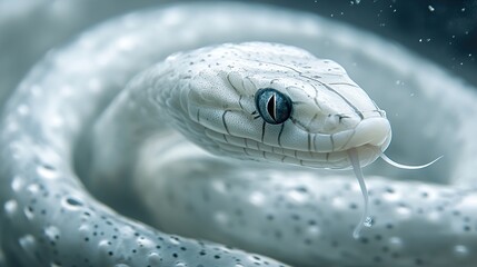 Sticker - Close Up of a White Snake with Blue Eyes