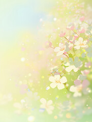 Poster - A dreamy background with soft bokeh effects and delicate flowers in pastel colors, creating a whimsical and tranquil atmosphere for plants & flowers.