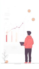 Poster - Man analyzing financial growth on digital tablet with graph charts