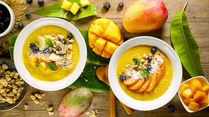 Wall Mural - mango smoothie bowl. healthy eating