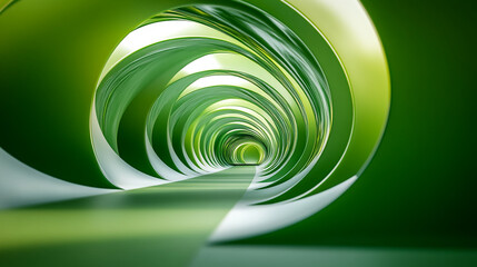 Poster - A mesmerizing green spiral tunnel leading to a bright light in a surreal abstract environment
