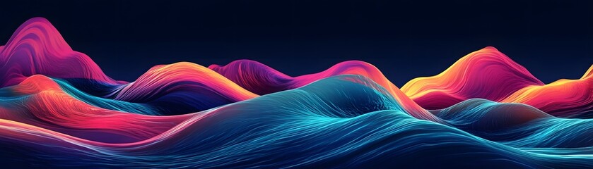 Poster - Abstract Colorful Wavy Landscape with Vivid Hues