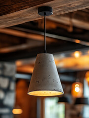 Wall Mural - Concrete pendant lamp in a rustic interior setting