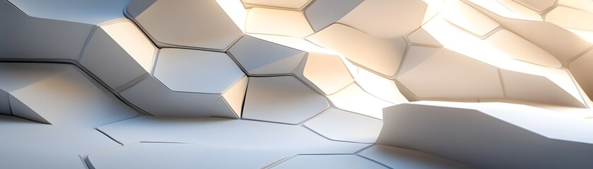 Poster - Abstract Geometric White Structure with Light Source
