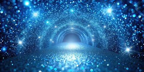 Wall Mural - Enchanting blue glitter tunnel with sparkling light effects, blue, glitter, tunnel, sparkling, light effects
