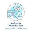 © bsd studio - Airframe modification soft blue concept icon. Aircraft maintenance, engineering. Round shape line illustration. Abstract idea. Graphic design. Easy to use in infographic, presentation