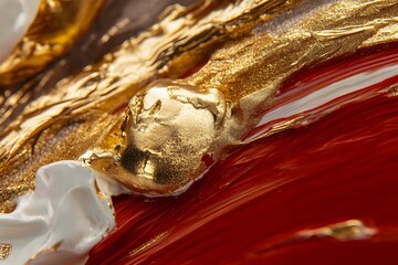 Poster - Textured Gold Brush Strokes on Canvas