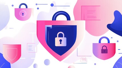 Poster - Colorful digital padlocks and security icons design