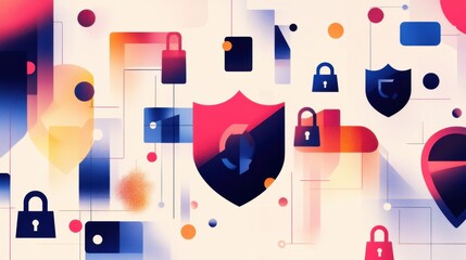 Poster - Abstract Security Concept with Locks and Shields