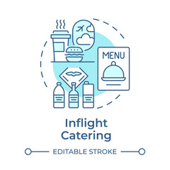 Inflight catering soft blue concept icon. Customer service, travel food. Beverage, meal. Round shape line illustration. Abstract idea. Graphic design. Easy to use in infographic, presentation