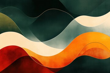 Poster - Minimalist abstract waves in vibrant hues for modern mobile wallpaper