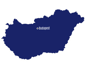silhouette map of hungary with country capitals