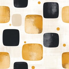 Poster - Abstract Square Pattern in Black and Gold Tones