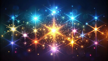 Wall Mural - Collection of star light or particle effects on background, star, light, particle, effect,background, glowing
