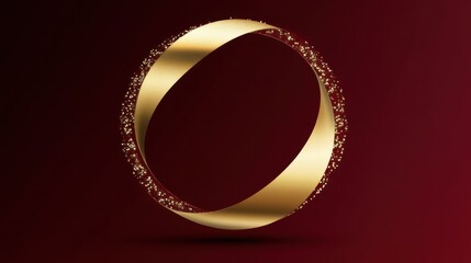 Poster - Elegant Golden Circular Design on Red Background