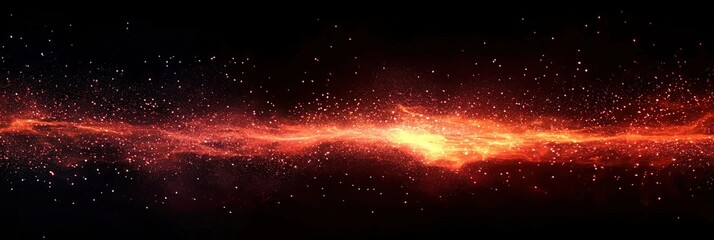Poster - red fire particles lights on black background, fire in motion blur.,flame, fire with smoke on dark b