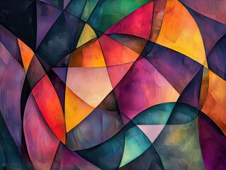 Poster - Exploring the vibrant world of modern abstract shapes with geometric lines for a versatile art experience