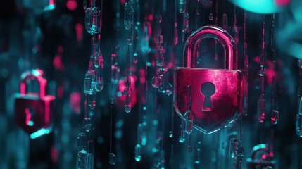 Poster - Digital Lock and Data Encryption Concept