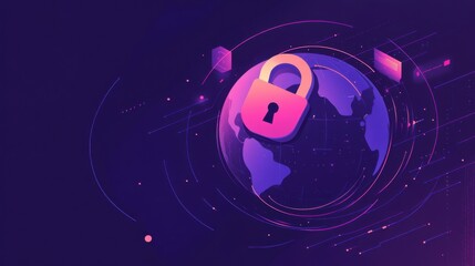 Poster - Global Security Concept with Digital Lock Symbol