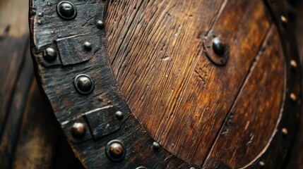 Close-up of an Ancient Wooden Shield