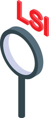 Poster - Magnifying glass analyzing lsi keywords, optimizing content for search engines and improving online visibility